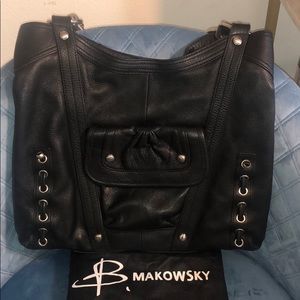 BMakowsky black leather shoulder handbag